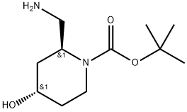 1-Piperidinecarboxylic acid, 2-(aminomethyl)-4-hydroxy-, 1,1-dimethylethyl ester… 구조식 이미지