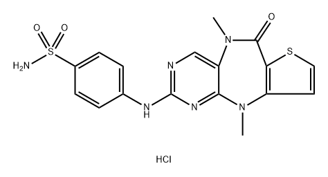 Benzenesulfonamide, 4-[(6,10-dihydro-5,10-dimethyl-6-oxo-5H-pyrimido[5,4-b]thieno[3,2-e][1,4]diazepin-2-yl)amino]-, hydrochloride (1:1) Structure