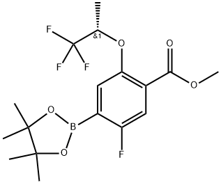 Methyl (S)-5-fluoro-4-(4,4,5,5-tetramethyl-1,3,2-dioxaborolan-2-yl)-2-((1,1,1-trifluoropropan-2-yl)oxy)benzoate Structure