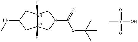 Cyclopenta[c]pyrrole-2(1H)-carboxylic acid, hexahydro-5-(methylamino)-, (3aR,6aS)-rel-, 1,1-dimethylethyl ester, methanesulfonate (1:1) Structure