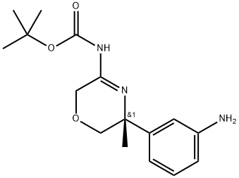 (R)-tert-Butyl (5-(3-aminophenyl)-5-methyl-5,6-dihydro-2H-1,4-oxazin-3-yl)carbamate Structure