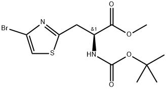 2-Thiazolepropanoic acid, 4-bromo-α-[[(1,1-dimethylethoxy)carbonyl]amino]-, methyl ester, (αS)- Structure