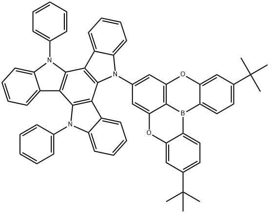 5-(3,11-di-tert-butyl-5,9-dioxa-13b-boranaphtho[3,2,1-de]anthracen-7-yl)-10,15-diphenyl-10,15-dihydro-5H-diindolo[3,2-a:3',2'-c]carbazole Structure