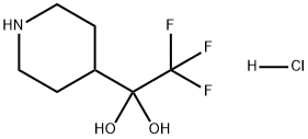 1,1-Ethanediol, 2,2,2-trifluoro-1-(4-piperidinyl)-, hydrochloride (1:1) Structure