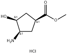 methyl (1S,3R,4S)-3-amino-4-hydroxycyclopentane-1-carboxylate hydrochloride Structure