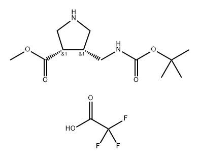 rac-methyl (3R,4S)-4-({[(tert-butoxy)carbonyl]amino}methyl)pyrrolidine-3-carboxylate, trifluoroacetic acid, cis Structure