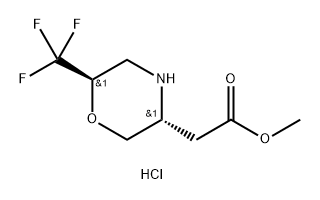 rac-methyl 2-[(3R,6R)-6-(trifluoromethyl)morpholin-3-yl]acetate hydrochloride, trans 구조식 이미지