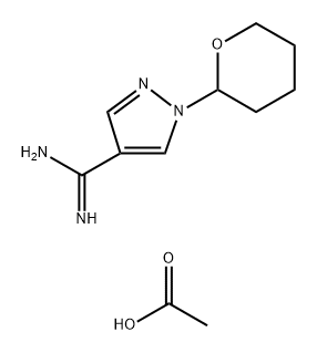 1-(oxan-2-yl)-1H-pyrazole-4-carboximidamide, acetic acid Structure