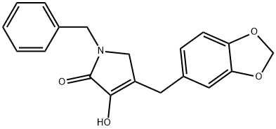 4-(1,3-Benzodioxol-5-ylmethyl)-1,5-dihydro-3-hydroxy-1-(phenylmethyl)-2H-pyrrol-… Structure