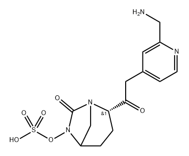 (2S)-2-(2-(2-(aminomethyl)pyridin-4-yl)acetyl)-7-oxo-1,6-diazabicyclo[3.2.1]octan-6-yl hydrogen sulfate Structure