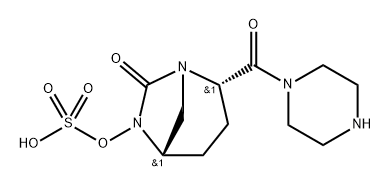 (2S,5R)-7-oxo-2-(piperazine-1-carbonyl)-1,6-diazabicyclo[3.2.1]octan-6-yl hydrogen sulfate Structure