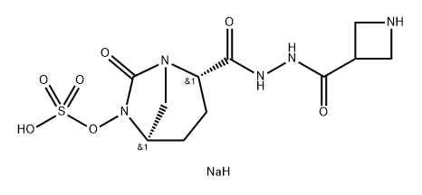 sodium (2S,5R)-2-(2-(azetidine-3-carbonyl)hydrazine-1-carbonyl)-7-oxo-1,6-diazabicyclo[3.2.1]octan-6-yl sulfate Structure