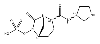 (2S,5S)-7-oxo-2-(((R)-pyrrolidin-3-yl)carbamoyl)-1,6-diazabicyclo[3.2.1]octan-6-yl hydrogen sulfate Structure