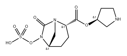 (S)-pyrrolidin-3-yl (2S,5S)-7-oxo-6-(sulfooxy)-1,6-diazabicyclo[3.2.1]octane-2-carboxylate Structure