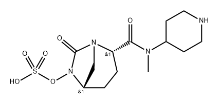 (2S,5S)-2-(methyl(piperidin-4-yl)carbamoyl)-7-oxo-1,6-diazabicyclo[3.2.1]octan-6-yl hydrogen sulfate Structure