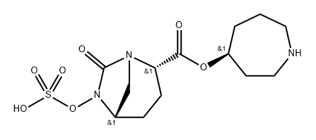 1,6-Diazabicyclo[3.2.1]octane-2-carboxylic acid, 7-oxo-6-(sulfooxy)-, 2-[(4R)-hexahydro- 1H-azepin-4-yl] ester, (2R,5R)-rel- Structure