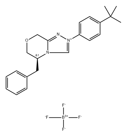 8H-1,2,4-Triazolo[3,4-c][1,4]oxazinium, 2-[4-(1,1-dimethylethyl)phenyl]-5,6-dihydro-5-(phenylmethyl)-, (5S)-, tetrafluoroborate(1-) (1:1) Structure