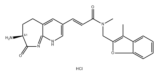 2-Propenamide, 3-[(7S)-7-amino-6,7,8,9-tetrahydro-8-oxo-5H-pyrido[2,3-b]azepin-3-yl]-N-methyl-N-[(3-methyl-2-benzofuranyl)methyl]-, hydrochloride (1:1), (2E)- Structure