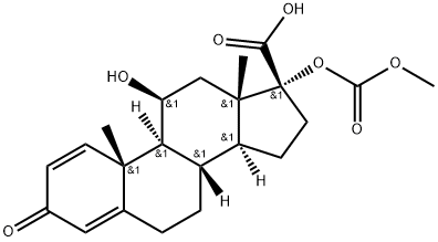 Androsta-1,4-diene-17-carboxylic acid, 11-hydroxy-17-[(methoxycarbonyl)oxy]-3-oxo-, (11β,17α)- (9CI) 구조식 이미지