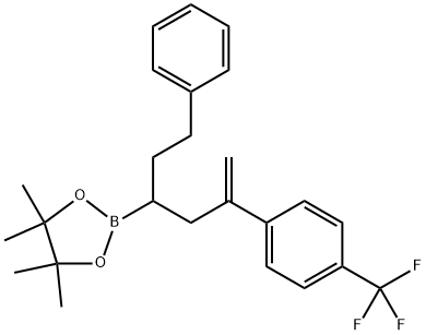 4,4,5,5-tetramethyl-2-(1-phenyl-5-(4-(trifluoromethyl)phenyl)hex-5-en-3-yl)-1,3,2-dioxaborolane Structure