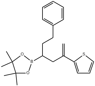 4,4,5,5-tetramethyl-2-(1-phenyl-5-(thiophen-2-yl)hex-5-en-3-yl)-1,3,2-dioxaborolane Structure