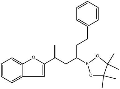 2-(5-(benzofuran-2-yl)-1-phenylhex-5-en-3-yl)-4,4,5,5-tetramethyl-1,3,2-dioxaborolane Structure