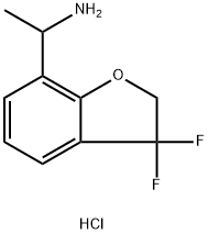 7-Benzofuranmethanamine, 3,3-difluoro-2,3-dihydro-α-methyl-, hydrochloride (1:1) 구조식 이미지