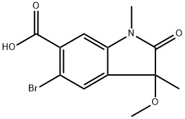 5-Bromo-3-methoxy-1,3-dimethyl-2-oxoindoline-6-carboxylic acid Structure