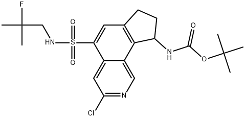 tert-butyl(3-chloro-5-(N-(2-fluoro-2-methylpropyl)sulfamoyl)-8,9-dihydro-7H-cyclopenta[h]isoquinolin-9-yl)carbamate Structure