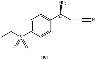 Benzenepropanenitrile, β-amino-4-(ethylsulfonyl)-, hydrochloride (1:1), (βS)- Structure