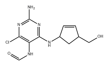 N-(2-Amino-4-chloro-6-((4-(hydroxymethyl)cyclopent-2-en-1-yl)amino)pyrimidin-5-yl)formamide Structure