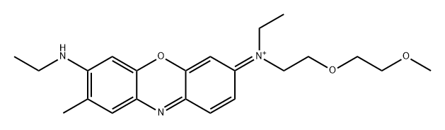 Ethanaminium, N -ethyl- N -[7-(ethylamino)-8-methyl-3 H -phenoxazin-3-ylidene]-2-(2-methoxyethoxy)-, [ N ( E )]- (ACI) Structure