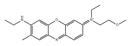 Ethanaminium, N -ethyl- N -[7-(ethylamino)-8-methyl-3 H -phenoxazin-3-ylidene]-2-methoxy-, [ N ( E )]- (ACI) Structure