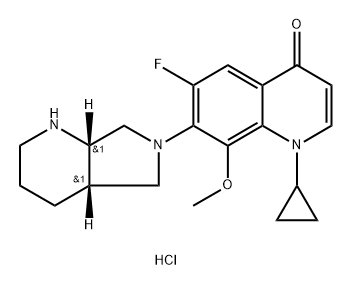 4(1H)-Quinolinone, 1-cyclopropyl-6-fluoro-8-methoxy-7-[(4aS,7aS)-octahydro-6H-pyrrolo[3,4-b]pyridin-6-yl]-, hydrochloride (1:1) Structure