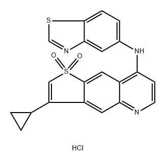 Thieno[2,3-g]quinolin-8-amine, N-5-benzothiazolyl-3-cyclopropyl-, 1,1-dioxide, hydrochloride (1:1) Structure