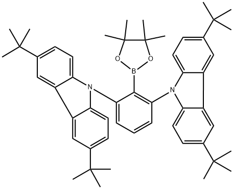 9,9'-(2-(4,4,5,5-tetramethyl-1,3,2-dioxaborolan-2-yl)-1,3-phenylene)bis(3,6-di-tert-butyl-9H-carbazole) Structure