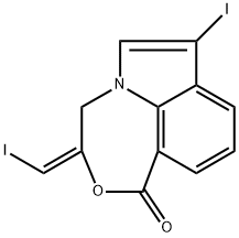 (E)-7-Iodo-3-(iodomethylene)-3,4-dihydro-1H-[1,4]oxazepino[6,5,4-hi]indol-1-one Structure