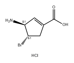 1-Cyclopentene-1-carboxylic acid, 3-amino-4-bromo-, hydrochloride (1:1), (3S,4S)- Structure