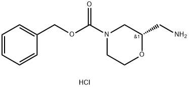 4-Morpholinecarboxylic acid, 2-(aminomethyl)-, phenylmethyl ester, hydrochloride (1:1), (2S)- Structure