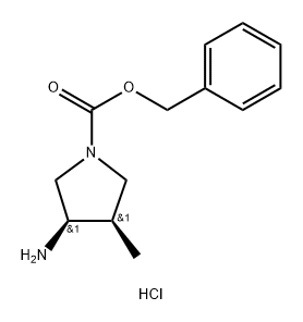 1-Pyrrolidinecarboxylic acid, 3-amino-4-methyl-, phenylmethyl ester, hydrochloride (1:1), (3R,4R)- 구조식 이미지