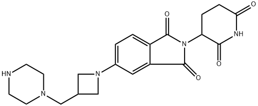 2-(2,6-dioxopiperidin-3-yl)-5-(3-(piperazin-1-ylmethyl)azetidin-1-yl)isoindoline-1,3-dione 구조식 이미지