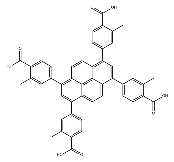 4,4',4'',4'''-(pyrene-1,3,6,8-tetrayl)tetrakis(2-methylbenzoic acid) Structure