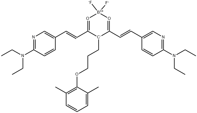 Boron,?[(1E,6E)-1,7-bis[6-(diethylamino)-3-pyridinyl]-4-[3-(2,6-dimethylphenoxy)propyl]-1,6-heptadiene-3,5-dionato-κO3,κO5]difluoro-, (T-4)- (ACI) Structure