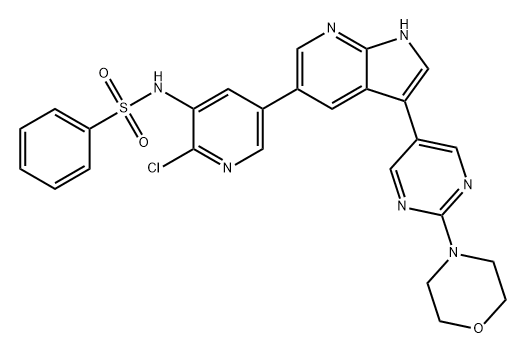 N-(2-chloro-5-(3-(2-morpholinopyrimidin-5-yl)-1H-pyrrolo[2,3-b]pyridin-5-yl)pyridin-3-yl)benzenesulfonamide Structure