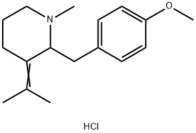 Piperidine, 2-[(4-methoxyphenyl)methyl]-1-methyl-3-(1-methylethylidene)-, hydrochloride (1:1) Structure