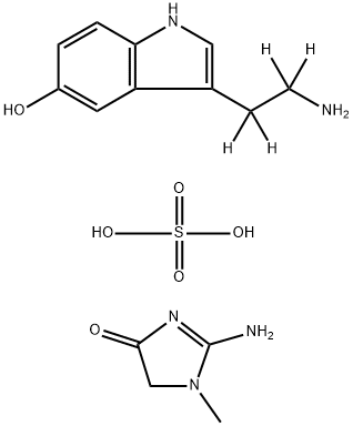 4H-Imidazol-4-one, 2-amino-1,5-dihydro-1-methyl-, compd. with 3-(2-aminoethyl-1,1,2,2-d4)-1H-indol-5-ol sulfate, hydrate (1:1:1:1) 구조식 이미지