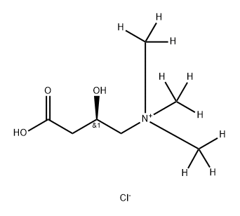 1-Propanaminium, 3-carboxy-2-hydroxy-N,N,N-tri(methyl-d3)-, chloride (1:1), (2R)- 구조식 이미지