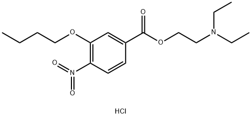 Benzoic acid, 3-butoxy-4-nitro-, 2-(diethylamino)ethyl ester, hydrochloride (1:1) 구조식 이미지