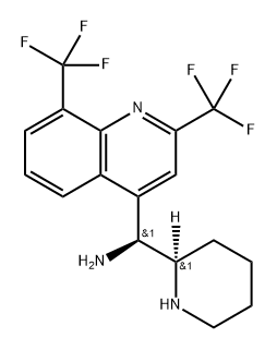 (S)-(2,8-Bis(trifluoromethyl)quinolin-4-yl)((R)-piperidin-2-yl)methanamine Structure