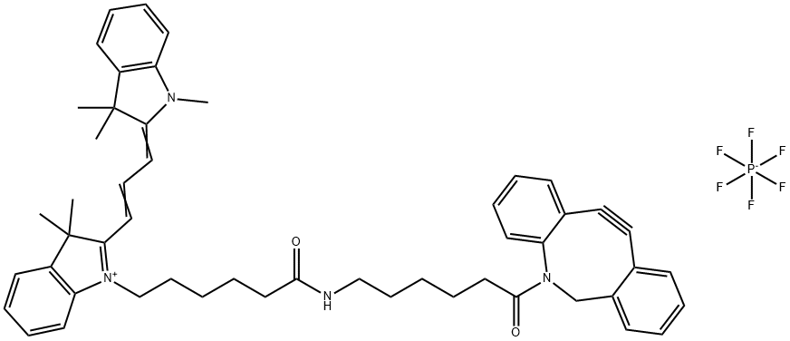 3H-Indolium, 1-[6-[[6-(11,12-didehydrodibenz[b,f]azocin-5(6H)-yl)-6-oxohexyl]amino]-6-oxohexyl]-2-[3-(1,3-dihydro-1,3,3-trimethyl-2H-indol-2-ylidene)-1-propen-1-yl]-3,3-dimethyl-, hexafluorophosphate(1-) (1:1) Structure